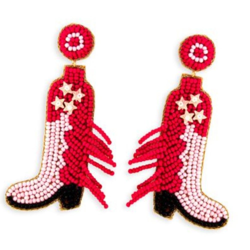 MYRA BAGS Wonderus Beaded Cowboy Boots Statement Earrings NWT - Picture 1 of 4